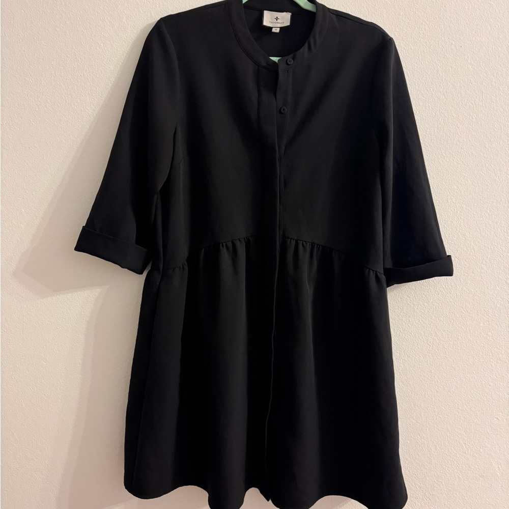 Tuckernuck Black stretch crepe royal shirt dress